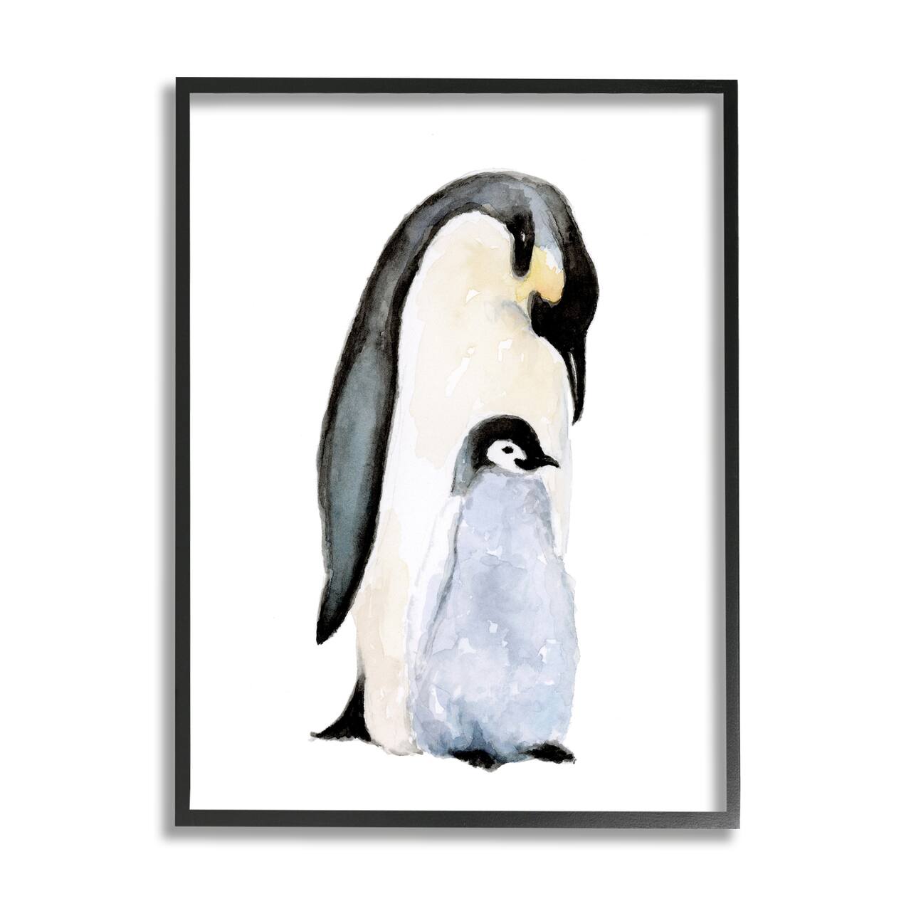 Stupell Industries Penguin and Chick Watercolor Painting Children's Nursery Arctic Framed Wall Art